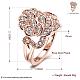 Romantic Peacock Real Rose Gold Plated Brass Cubic Zirconia Finger Rings RJEW-BB07683-8RG-5