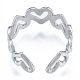 304 anneaux de manchette coeur creux en acier inoxydable RJEW-N038-124P-3
