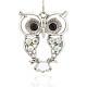 Antique Silver Alloy Rhinestone Owl Large Pendants ALRI-J005-28AS-1