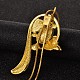 Эмаль лисы длинный регулируемый сплав горный хрусталь Lariat ожерелья NJEW-F193-B01-G-3