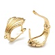 Shell Shape Brass Micro Pave Clear Cubic Zirconia Hoop Earring Findings with Latch Back Closure EJEW-A058-24-3