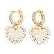 Heart Rack Plating Brass Cubic Zirconia Hoop Earrings with Plastic Pearl Beads EJEW-K245-06G-1