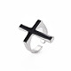 メンズアロイエナメルカフフィンガー指輪  オープンリング  カドミウムフリー＆鉛フリー  プラチナ  宗教  クロス  ブラック  usサイズ8（18.1mm） RJEW-N029-039-3