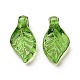 Transparentem Acryl Charme, für Ohrringe Zubehör, Blatt Charme, grün, 9.7x5.5x3.6 mm, Bohrung: 1.2 mm