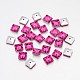 Back Plated Faceted Square Taiwan Acrylic Rhinestone Beads ACRT-M04-7-02-1