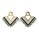 Boucles d'oreilles pendantes en forme de triangle en verre tissé et perles en laiton avec placage sous vide 304 épingles en acier inoxydable EJEW-A105-03G-1