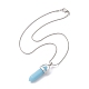 Ожерелье с подвеской из синтетического светящегося камня в форме пули и латунными змеиными цепочками NJEW-JN04601-5