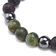 Bracelet de perles rondes tressées en jade de taïwan naturel et roche de lave et hématite synthétique BJEW-JB08387-05-4