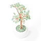 Chips d'aventurine verte naturelle avec arbre d'argent en fil de laiton enveloppé sur des décorations d'affichage de vase en céramique DJEW-B007-02A-3