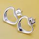 Heart Silver Color Plated Brass Stud Earrings EJEW-BB11835-1