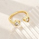 Открытые манжеты из латуни с микропаве и прозрачным цирконием для женщин&nbsp;LS-RJEW-M026-01G-02-2
