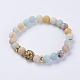 Bracelets extensibles en perles d'amazonite de fleurs naturelles BJEW-E325-B04-F-1