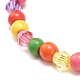 Bracelet extensible en perles synthétiques turquoise (teint) et acrylique avec breloque en alliage pour femmes BJEW-JB08627-06-6