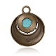 Antique Bronze Plated Alloy Synthetic Turquoise Big Pendants PALLOY-J463-01AB-NF-2