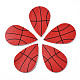 PUレザービッグペンダント  バスケットボールの模様のティアドロップ  レッド  55x36x2mm  穴：1mm FIND-T020-019-1