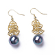 Synthetic Shell Pearl Dangle Earrings EJEW-P179-03G-03-1