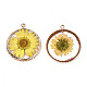 Transparent Clear Epoxy Resin & Dried Flower Pendants RESI-S383-076A-A02-2