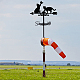 オランウータン鉄風向インジケーター  屋外の庭の風の測定ツールのための風見鶏  猫の形  269x358mm AJEW-WH0265-007-6