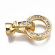 Brass Micro Pave Clear Cubic Zirconia Fold Over Clasps KK-T063-60G-NF-1