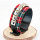 Cowhide Leather Scotland Style Cloth Studded Bracelets BJEW-O088-05A-3