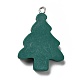 不透明樹脂ペンダント  プラチナトーンの鉄ループ付き  クリスマスツリー  濃い緑  32x22.5x5mm  穴：2mm RESI-D055-015P-3