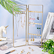 FINGERINSPIRE Gold Foldable Jewelry Rack 18 Holes and 6 Hooks Metal 2-Panel Jewelry Organizer for Earrings EDIS-WH0029-83B-4