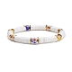 Bracelet extensible perles heishi coquillage blanc naturel BJEW-JB07266-01-1