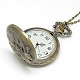 Alloy Flat Round with Dragon Pendant Necklace Pocket Watch WACH-N012-27-4