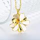 Real 18K Gold Plated Tin Alloy Czech Rhinestone Flower Pendant Necklaces NJEW-BB03466-G-3