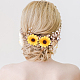 CRASPIRE Sunflower Hair Vine Bridal Hair Accessory Handmade Crystal Pearl Bridal Headband Wedding Headpiece Hair Bands for her AJEW-WH0258-256-4