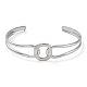 304 Stainless Steel Hollow Rectangle Cuff Bangle for Women BJEW-D061-03P-1