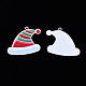 スプレープリント真鍮製ペンダント  プリント付き  クリスマスの帽子  ファイヤーブリック  27.5x34x0.4mm  穴：1.8mm KK-Q281-013-3