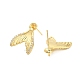 Фурнитура для сережек-гвоздиков из латуни с микропаве из прозрачных кубических цирконий в форме рыбьего хвоста KK-D102-06G-2