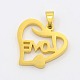 Valentine's Gifts Heart with Word Love Necklace Findings 304 Stainless Steel Rhinestone Pendants STAS-L012-E07G-2