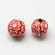 Handmade Flower Pattern Polymer Clay Round Beads CLAY-Q221-24-3