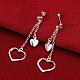 Sweet Silver Plated Brass Heart Dangle Stud Earrings EJEW-BB00706-4