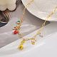 Милые латунные кубические цирконии и натуральный жемчуг жираф кокосовая пальма клубника кулон ожерелья для женщин OM5968-2-1