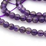 Natürlichen Amethyst runde Perlen Stränge, Medium lila, 4 mm, Bohrung: 1 mm, ca. 102 Stk. / Strang, 15.7 Zoll