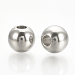 Perles en 304 acier inoxydable, ronde, couleur inoxydable, 3x2.5mm, Trou: 1mm