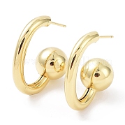 Латунные серьги-гвоздики с круглыми шариками и стойкой EJEW-B027-10G
