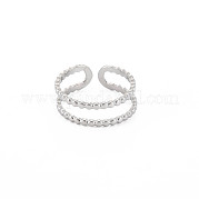 304 Stainless Steel Double Line Open Cuff Ring for Women RJEW-S405-227P