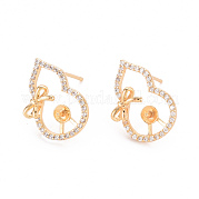 Brass Micro Pave Clear Cubic Zirconia Earring Findings KK-T062-226G-NF