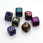 Однотонные начальные акриловые бусины MACR-Q167-6x6mm-M