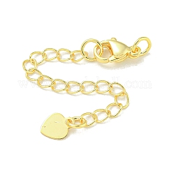 Латунный удлинитель цепи, с карабин-лобстерами , долговечный, без кадмия и без свинца, сердце, золотые, 75 мм