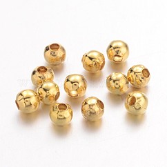 Perlas de espaciador de hierro, Plateado de larga duración, redondo, dorado, 2mm, agujero: 1 mm
