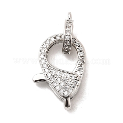 Fermoirs pinces de homard en laiton avec zircone cubique transparente, avec tube de suspension, platine, 20.5x14x5.5mm, Trou: 1.8mm