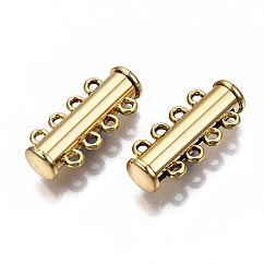 1連売り真鍮磁気スライドロックの留め金  ニッケルフリー  4穴  チューブ  ゴールドカラー  8mm  穴：24x10.5x6.5mm