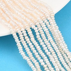 Hebras de perlas de agua dulce cultivadas naturales, rerondana plana, grado 3 un, crema, 3~3.5mm, agujero: 0.6 mm, aproximamente 164~165 pcs / cadena, 14.57'' (37 cm)