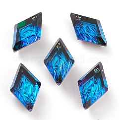 Pendentifs en strass en verre gaufré, losange, facette, bleu bermudes, 13x8x4.2mm, Trou: 1.2mm