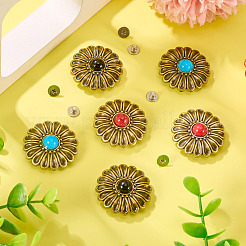 6шт 3-х цветный сплав хризантемы с декоративными заклепками из смолы BUTT-TA0001-30